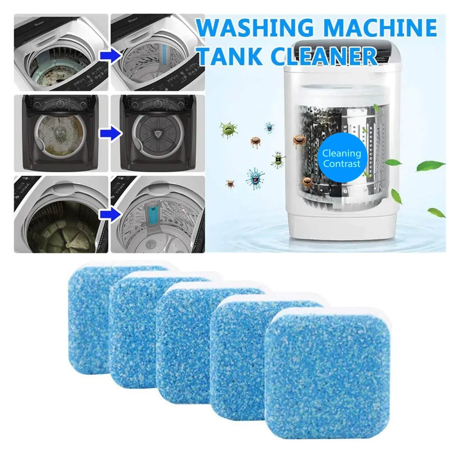  WASH WIZARD - Washing Machine Cleaner - White 6 Tablets, Cleans Front  Load and Top Load Washers Including HE, Safe For all Washer Components and  Septic Tanks : Health & Household